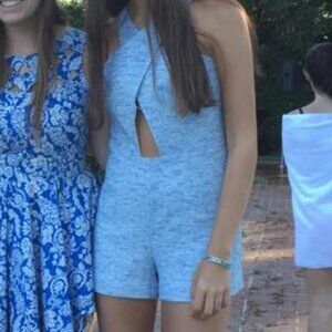 Jay Godfrey Blue Lurex Tweed Romper